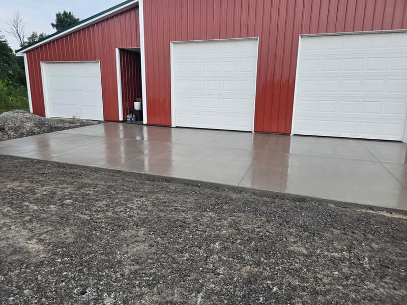 Smooth finished concrete floor at a pole barn